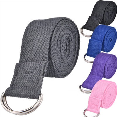 El estiramiento de D Ring Cotton Belt Loops Fitness congriega la correa de encargo de la yoga ajustable